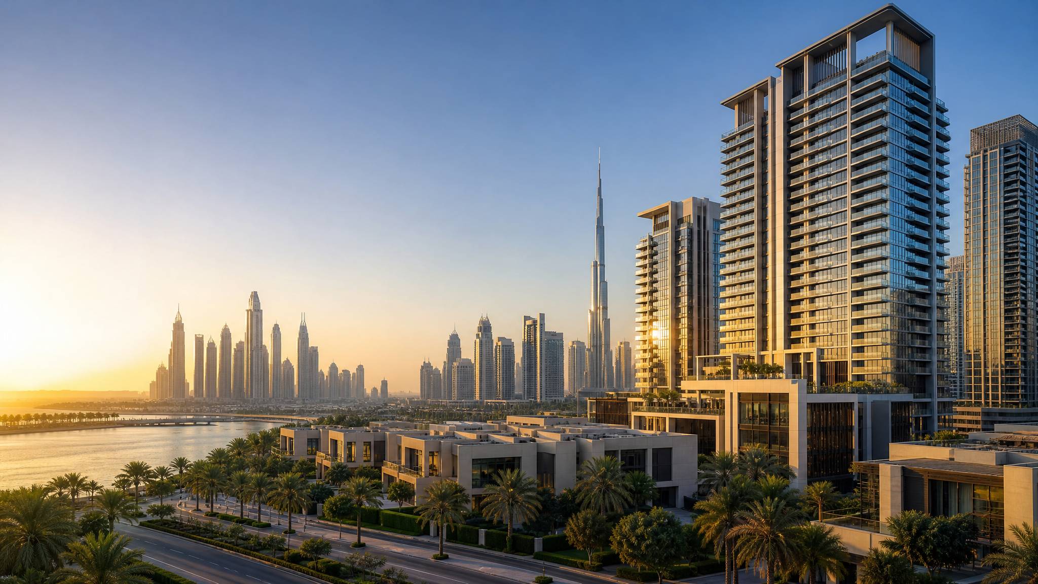 Dubai Skyline mit Marina und Downtown